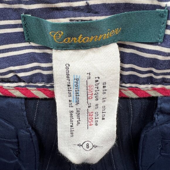 Anthropologie Cartonnier Flat Front Capri Crop Pants Navy Blue Women's Size 8 - Picture 15 of 16